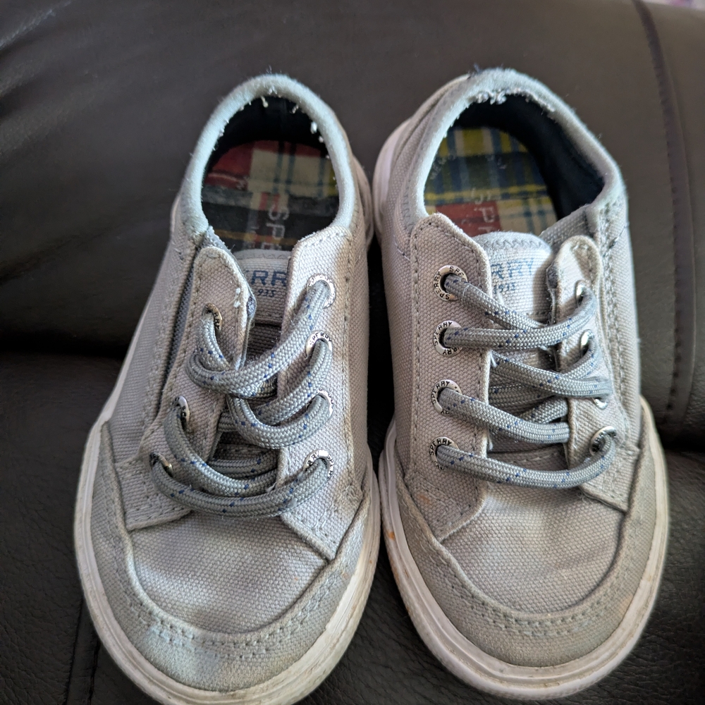 Sperrys Kids Gray Canvas Sneakers